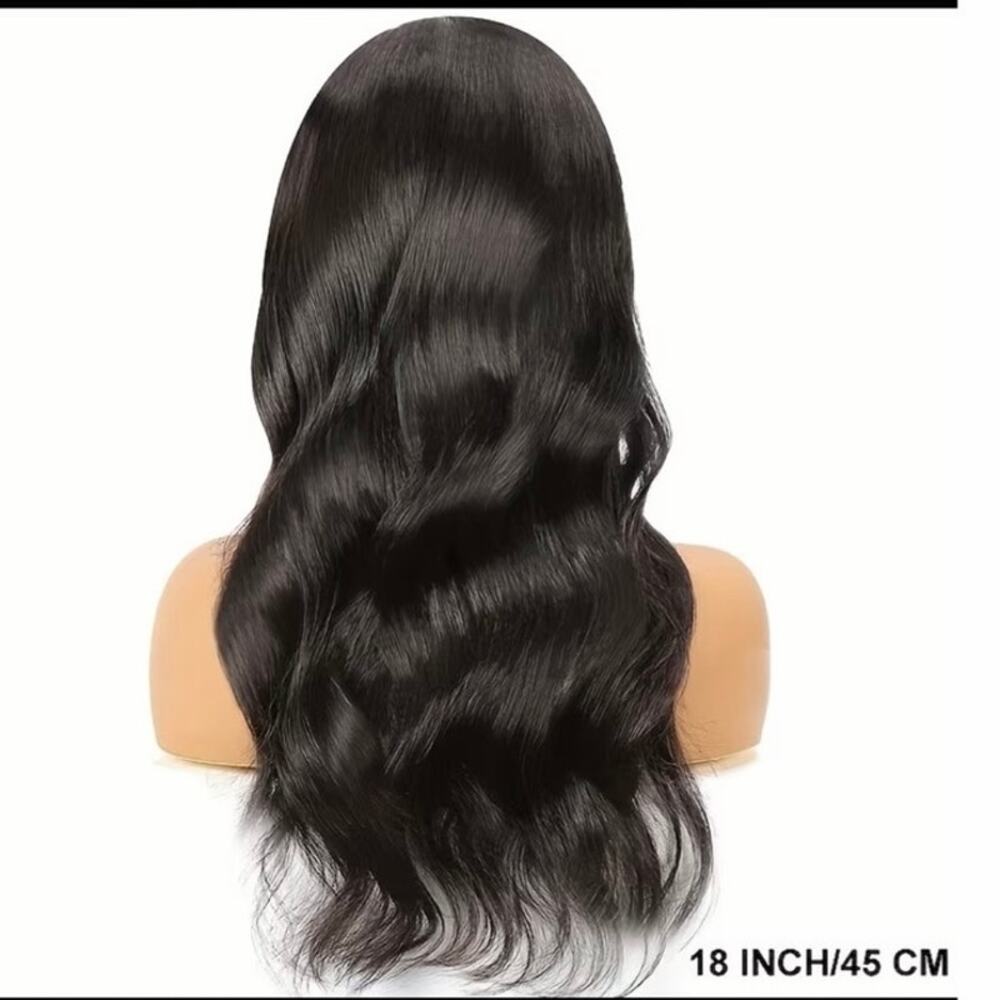 18” Human Hair Wig 5x6 lace closure natural black wavy